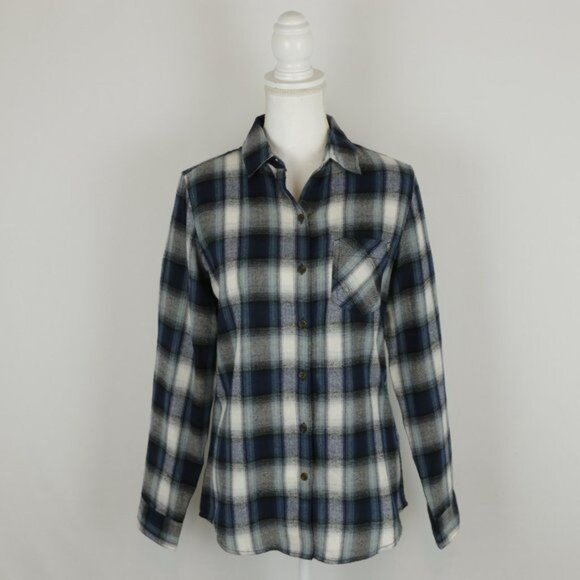 Field & Stream Women's Small Blue White Plaid Long Sleeve Button Up Shirt NWT - Picture 1 of 8